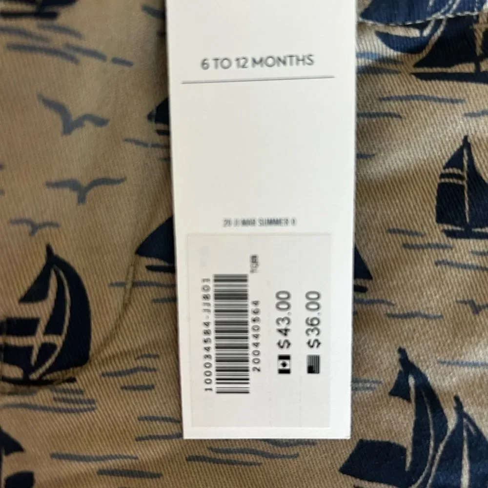 Janie and Jack Beige and Navy Sailboat Shorts